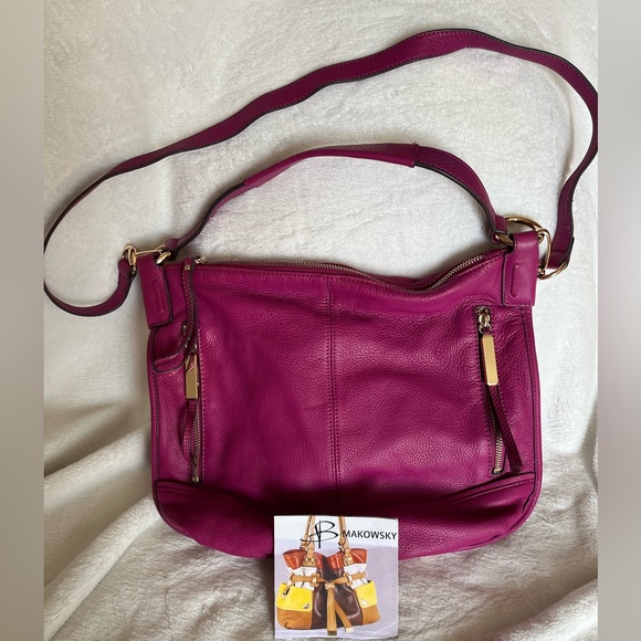 B. Makowski Handbags - B. Makowski Slouchy Handbag with Crossbody Strap, Soft Leather